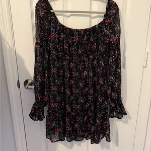 Francesca's Collections Black Floral Mini Dress